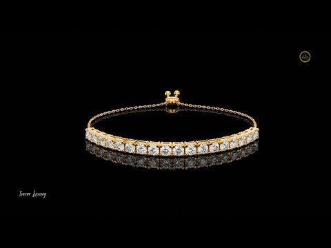 5.94 TCW Elegant Gold Round Brilliant Moissanite Diamond Adjustable Slider Tennis Bracelet