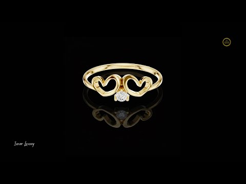 0.05 TCW Double Heart Embrace Solitaire Moissanite Diamond Ring Dainty Love Symbol Jewelry for Women