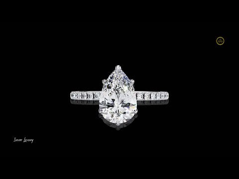 1.77 CT Dazzling Teardrop Pear Cut Lab Grown Diamond Halo Ring for Elegant Proposal