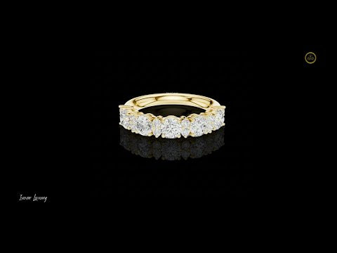 1.37 CT Luxury Multi-Stone Gold Lab Diamond Band with Graduated Round Stones For for Brides