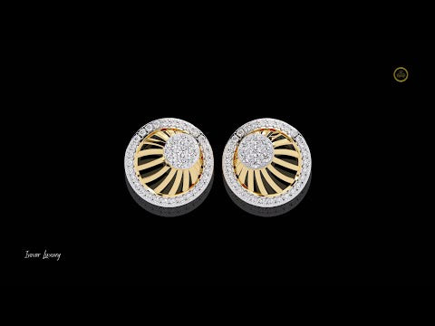0.38 TCW Elegant Radiant Sunburst Moissanite Stud Earrings with Gold Detailing and Sparkling Diamond Cluster