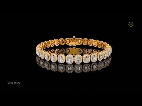 7.04 TCW Luxury Radiant Cut Moissanite Diamond Halo Bracelet with Articulated Link Design