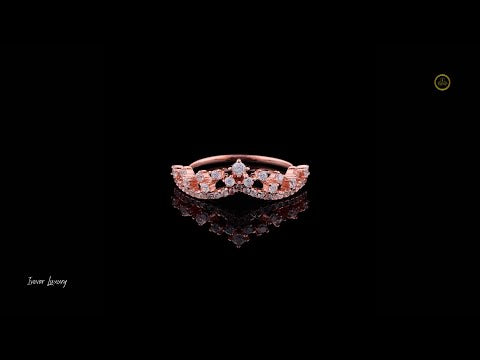 0.35 TCW Rose Gold Tiara-Inspired Lab Diamond Crown Ring Elegant Round Brilliant Cut Band for Royal-Inspired Fine Jewelry