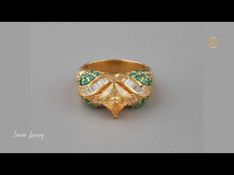 1.00 CT Imperial Ring with Princess Cut Yellow Gemstone and Emerald Moissanite Diamond