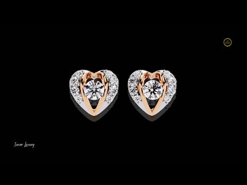 0.48 CT Luxury Heart Shaped Moissanite Stud Earrings with Round Brilliant Center Stone and Pave Accents