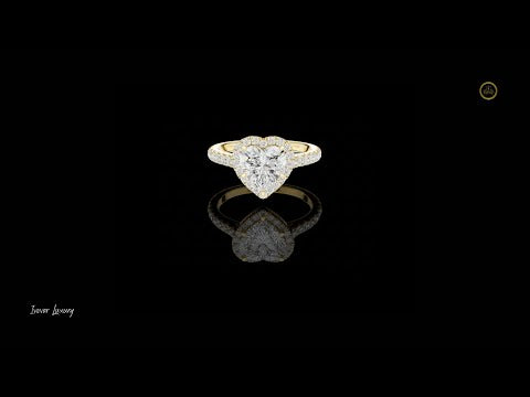 1.50 CT Romantic Heart Shaped Moissanite Diamond Halo Ring with Pave Diamond Band