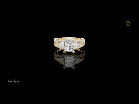 2.00 CT Opulent Radiant Cut Lab Grown Diamond Three Stone Bridal Ring Set with Pave Diamond Accents