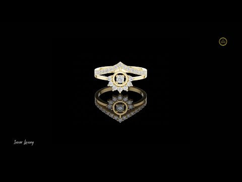 0.37 TCW Trendsetter Round Moissanite Diamond Sunburst Cluster Ring with Split Shank Pave Band