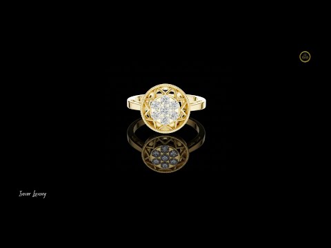 0.35 TCW Unique Star-Pattern Designer Ring with Brilliant Round Geometric Lab Diamond Cluster