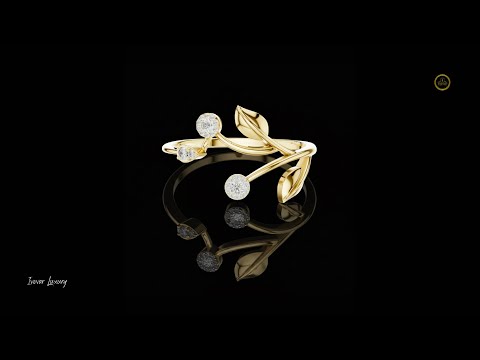 0.086 TCW Elegant Leaf Vine Ring with Sparkling Halo Round Lab Grown Diamond Accents Luxury Botanical Jewelry