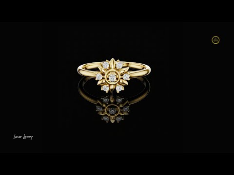 0.072 TCW Sunlit Floral Refined Petal Cluster Artistry Lab Diamond Cluster Ring in Gold