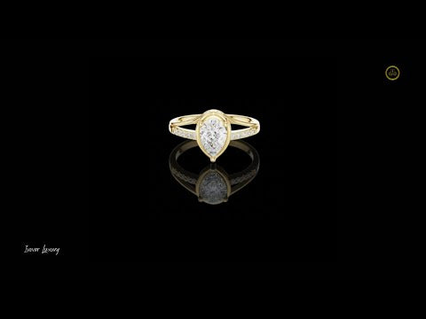 0.78 CT Shiny Moissanite Gold Ring Featuring a Brilliant Pear Diamond with a Pave Accented Split Shank Band