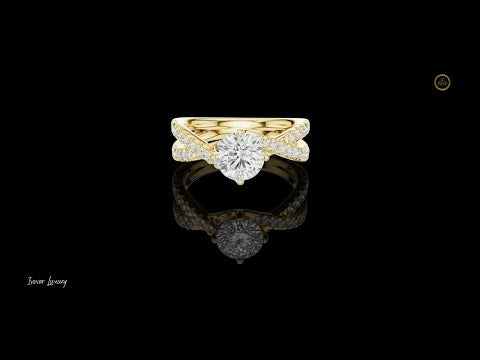 1.15 CT Twisted Shank Band Round Lab Grown Diamond Solitaire Ring in Radiant Gold For Stillness