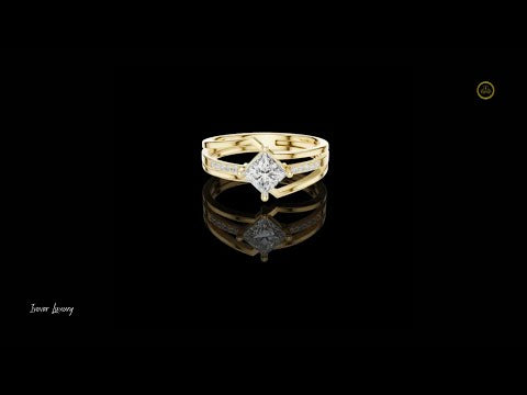 0.57 CT Contemporary Split Shank Ring Showcasing Lab Grown Princess Center Diamond with Pave Accent
