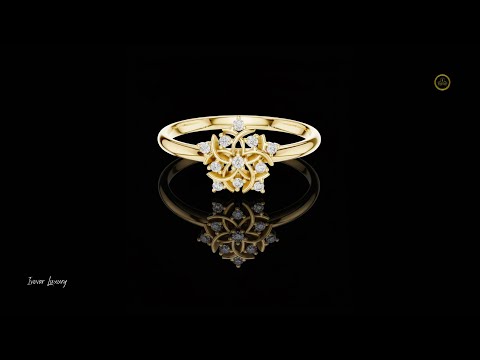 0.006 CT Vintage Bloomburst Lab Grown Diamond Floral Ring Delicate Nature Inspired Design Fine Jewelry