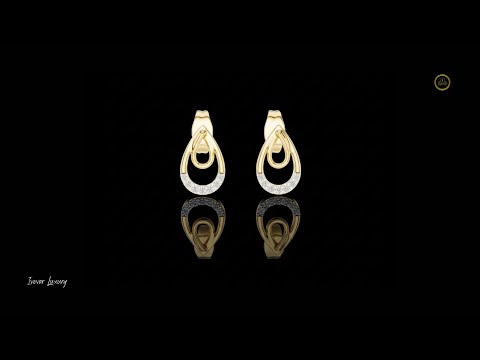 0.076 TCW Iconic Loop Lab Round Diamond Gold Stud Earrings with Interlinked Teardrop Elegance