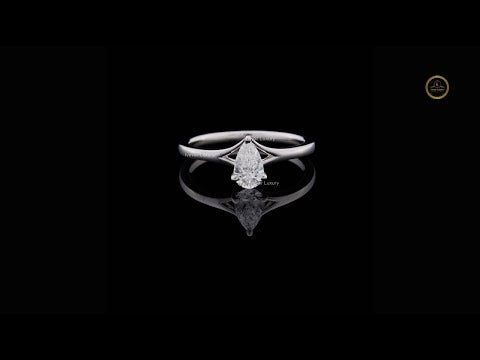 1.00 TCW Premium Sleek Pear Shaped Moissanite Diamond Engagement Ring with Artistic Setting
