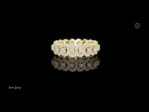 1.18 CT Radiant Floral Inspired Moissanite Diamond Eternity Band with Sparkling Round Brilliant Accents