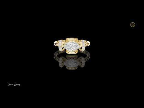 0.67 CT Shiny Marquise Cut Moissanite Diamond Ring with Sculpted Split Prong Setting and Side Accents
