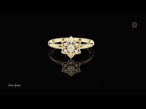0.048 TCW Elegant Everyday Bloom Radiant Floral Lab Diamond Cluster Ring in Gold