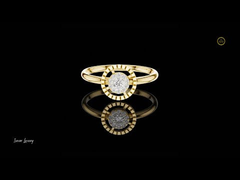 0.06 CT Radiant Sunburst Halo Lab Grown Diamond Ring Elegant Floral Sparkle Statement Piece for Women