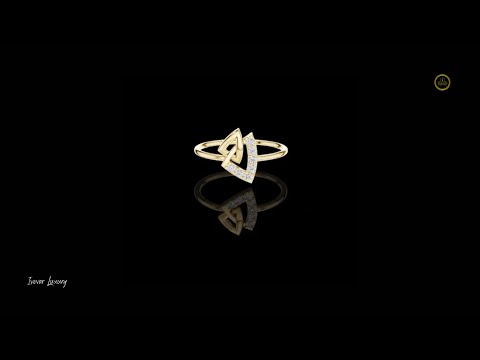 0.13 TCW Modern Luxury Open Lab Grown Ring with Interlocking Geometric Shapes and Pave Diamonds