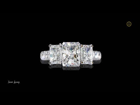 1.21 CT Dazzling Lab Grown Three Stone Radiant Cut Diamond Ring Luxury Collection For Her