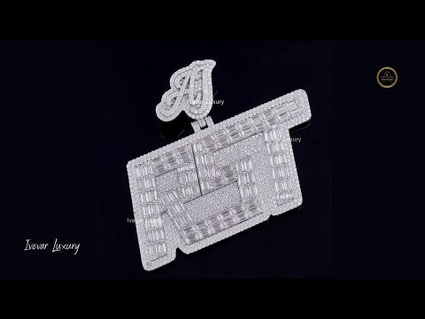 Fully Iced Out Moissanite Pendant - Round & Baguette Diamond Jewelry by Ivevar