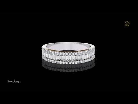 0.41 CT Triple Row Baguette Moissanite Diamond Band Luxurious Eternity Statement Ring Band For Someone