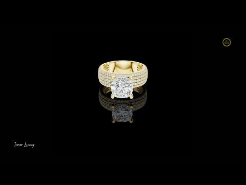 2.60 CT Royality Round Brilliant Solitaire Lab Grown Diamond Ring with Wide Multi Row Pave Band