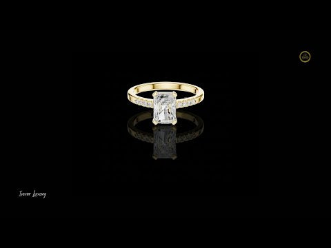 1.22 CT Stunning Radiant Cut Center Lab Grown Diamond Ring with Pave Set Side Stones