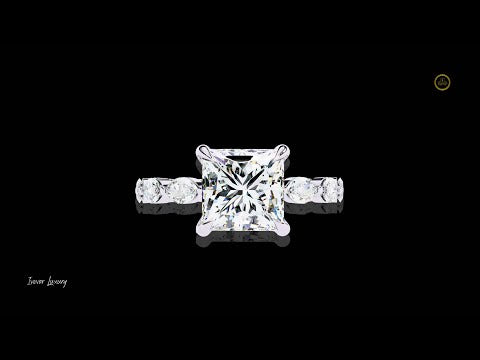 2.64 CT Classic Moissanite Diamond Princess Cut Sparkling Glamour Engagement Ring for Her