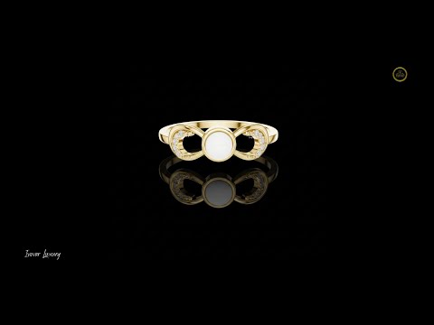 0.04 TCW Infinity Inspired Gold Lab Diamond Ring with Pearl Center & Round Pavé Accent Curves