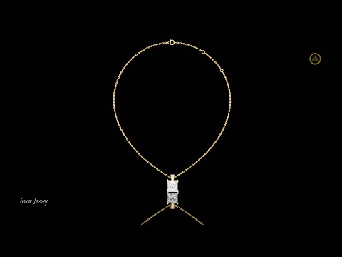 1.00 CT Royal Princess Cut Moissanite Diamond Pendant with Diamond Set Bail