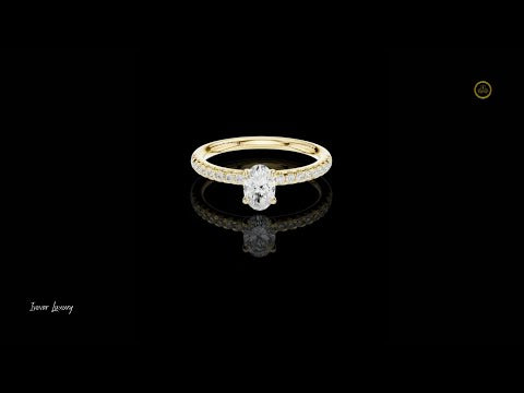 0.65 CT Beautiful Oval Cut Lab Grown Diamond Dainty Pave Band Engagement Minimalist Ring for Her