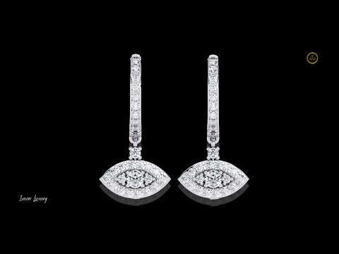 0.48 TCW Radiant Pave Eye Inspired Drop Moissanite Earrings with Gold Accents and Elongated Diamond Bars