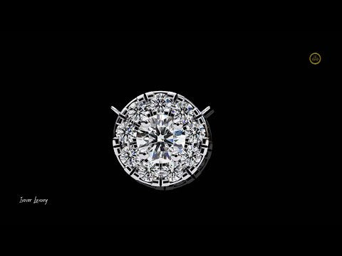 0.10 CT Beautiful Round Cut Lab Grown Diamond Pendant with Cluster of Sparkling Accent Diamonds