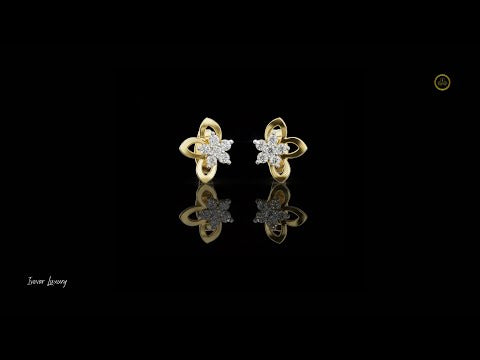 0.18 TCW Celestial Floral Knot Lab Diamond Stud Earrings with Petals and Cluster Round CutCenter