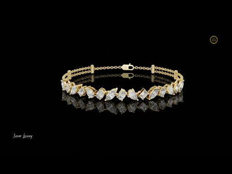 1.04 TCW Majestic Lab Grown Bracelet with Alternating Marquise, Oval, Pear and Emerald Cut Diamonds