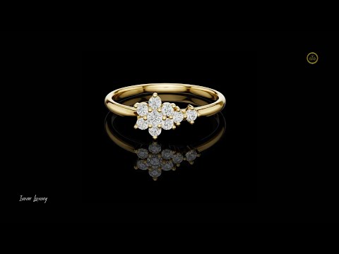 0.15 TCW Radiant Ring with an Asymmetrical Floral Moissanite Diamond Cluster Design