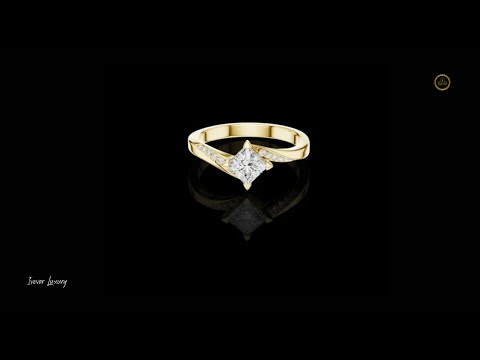 0.57 CT Modern Gold Bypass Ring Featuring a Princess Moissanite Center Diamond and Pave Accent Stones