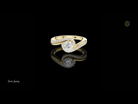 0.5 CT Elegant Round Cut Halo Swirl Ring with Lab Grown Diamond Accents Twisted Band Luxury Design For Her