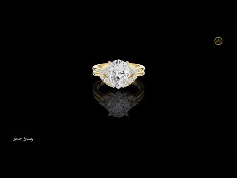 2.50 CT Dazzling Oval Cut Lab Grown Diamond Ring with Floral Inspired Halo and Split Shank Band