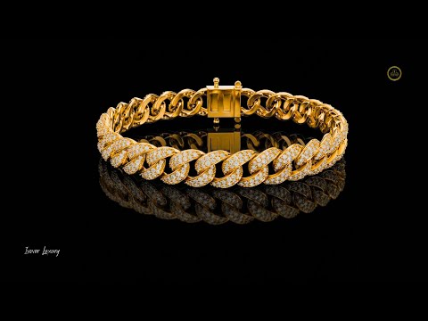 4.99 TCW Sparkle Pave Round Moissanite Diamond Cuban Link Bracelet with Statement High Polish Design