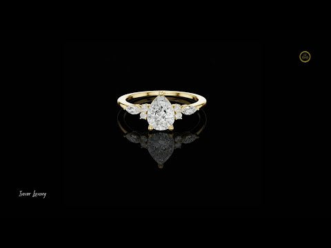 1.00 CT Vintage Lab Grown Pear Cut Diamond Ring Premium Bridal Statement Ring