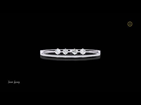 2.32 TCW Sophisticated Bracelet Featuring Four Large Moissanite Round Diamonds with Pave Diamond Accent