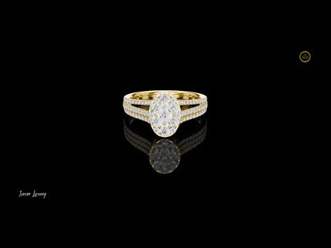 0.94 TCW Round Cluster Ring with Triple Row Pavé Lab Grown Diamond for Radiant Brilliance