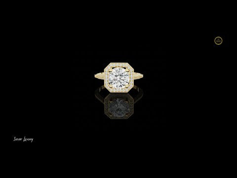 2.10 CT Imperial Octagon Halo Lab Diamond Ring in Gold with Pave Milgrain Split Shank For Mother