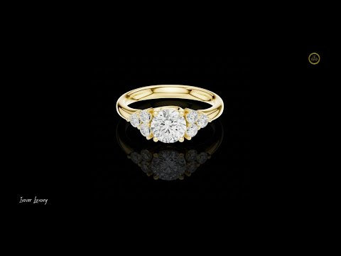 0.93 CT Eye-Catching Elegant Sparkle Cluster Stunning Round Cut Lab Diamond Gold Ring