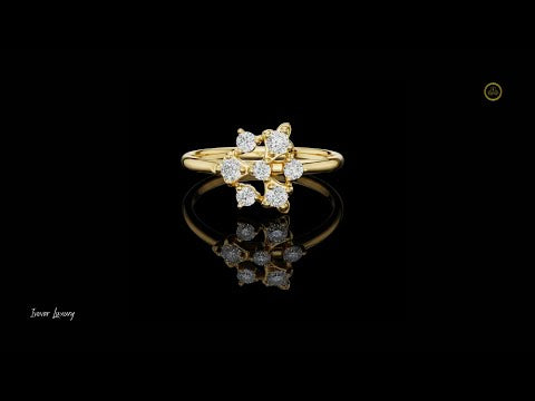 0.20 TCW Radiant Star Shaped Bloom Ring in Lustrous Moissanite Diamonds